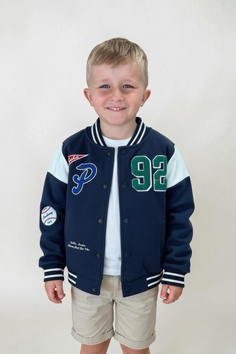 Blaue college jacke - blaue,